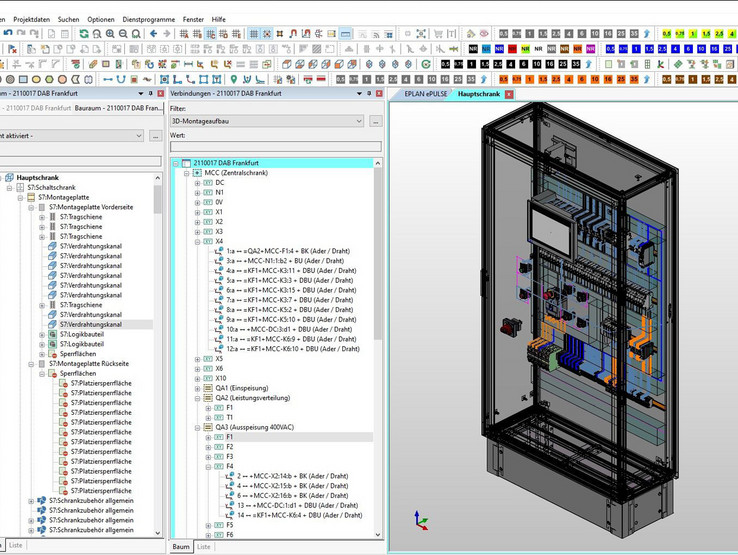 The control cabinet is designed in EPLAN Pro Panel based on the schematics data from EPLAN Electric P8